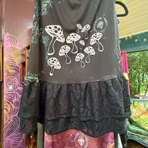 Black Lace Mushroom Print Skirt